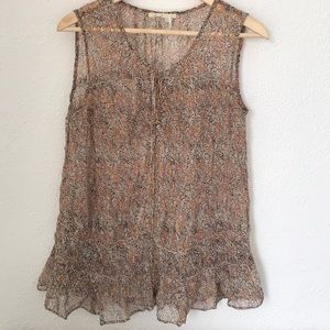 Anthropologie pretty sheer ruffle blouse
